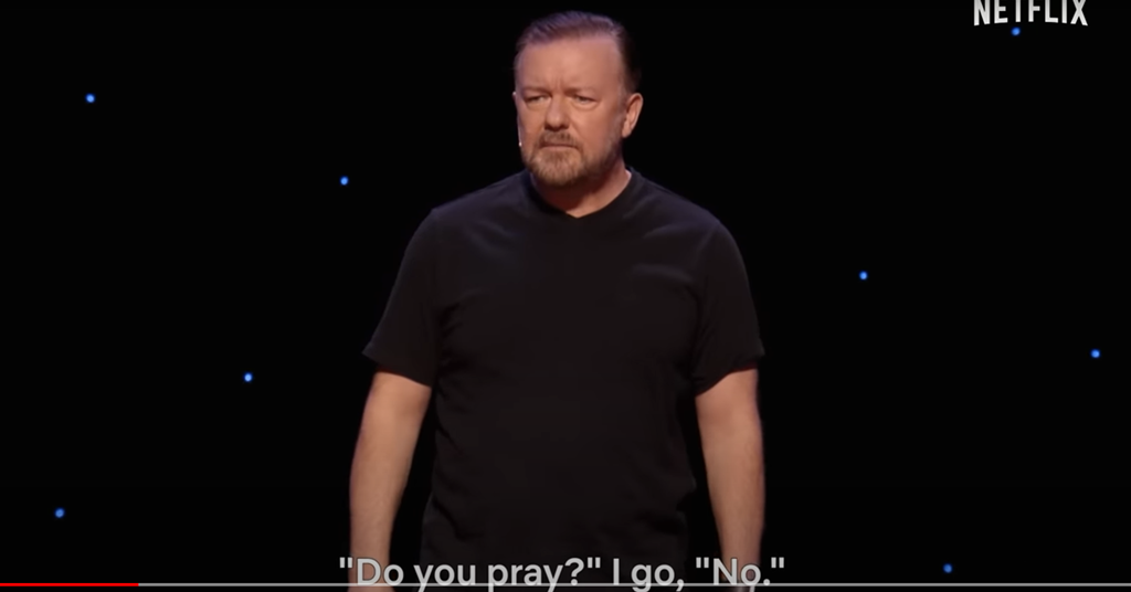 Ricky Gervais is still using old atheist objections in his 'cruel