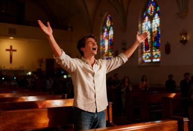 Worship in Sunlit Church