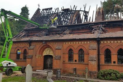 10 Hampshire FLEET All Saints, fire damage (Parish of Fleet)