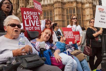 Disability protests aganst assisted dying