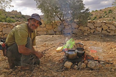 Palestinian Farmer making us tea
