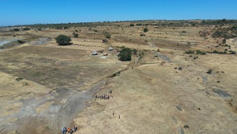 Drone shot of dried up riverbed Zambia 3