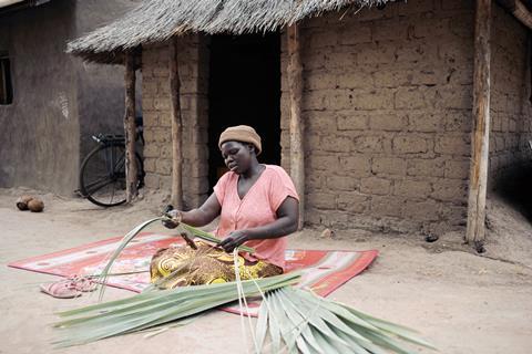 Mary starts to weave a basket