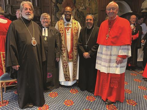 Archgbishop Nikitas, Rev Canon Helen Cameron, MR, Archbishop Angaelos, Cardinal Vincent Nichols at the Coronation
