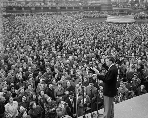 Billy Graham in Trafalgar Square, London, 1954