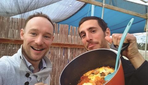 Noam, one of the trail angels, cooks a delicious shakshuka 2