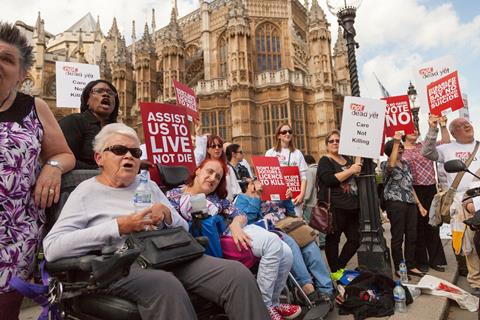 Disability protests aganst assisted dying