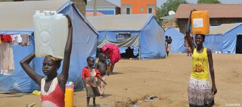 A makeshift refugee camp in Juba, South Sudan