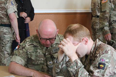 1 Paul at Redford Barracks praying with soldier 2023